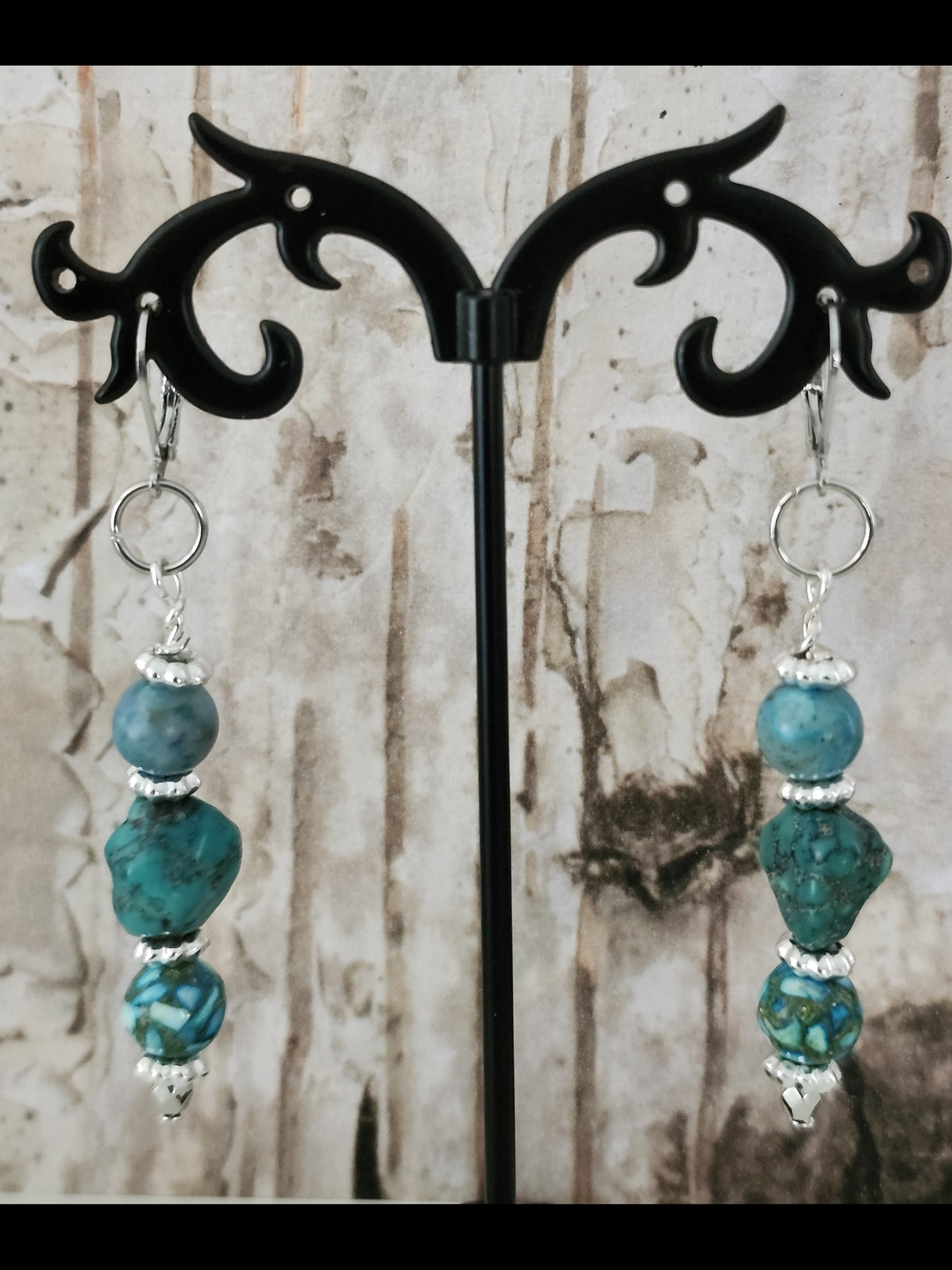 Turquoise Drop Earrings Howlite Handcrafted